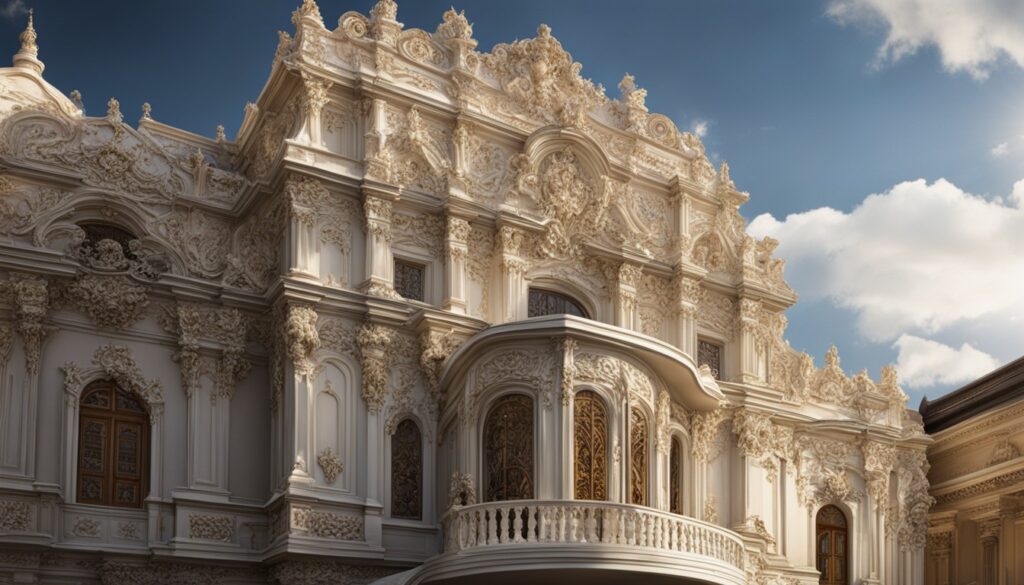 Baroque architecture stucco details