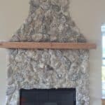 Real stone was installed on the interior fireplace.